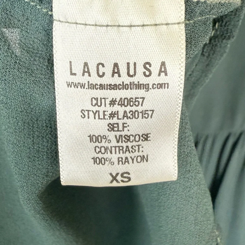 Lacausa Anthropologie Sheer Babydoll Flowy Boho Dress Sage Green Oversized NWT - Picture 5 of 9